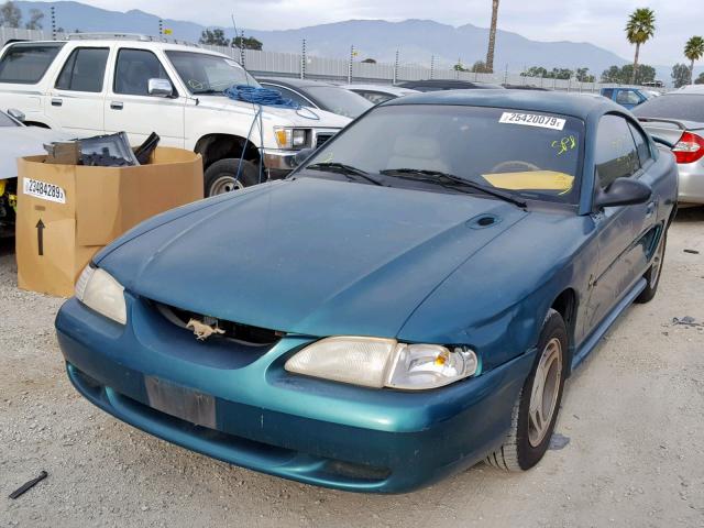 1FALP4042VF139222 - 1997 FORD MUSTANG GREEN photo 2