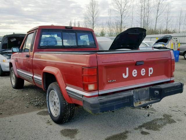 1J7FT66LXKL627700 - 1989 JEEP COMANCHE E RED photo 3