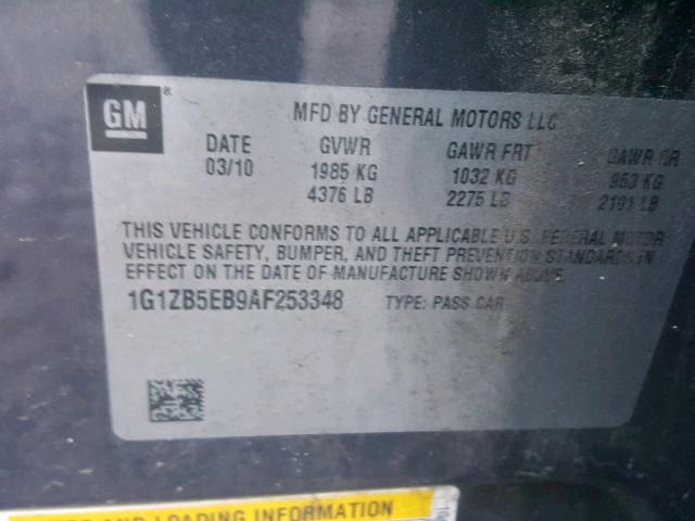 1G1ZB5EB9AF253348 - 2010 CHEVROLET MALIBU LS Grafit foto 10