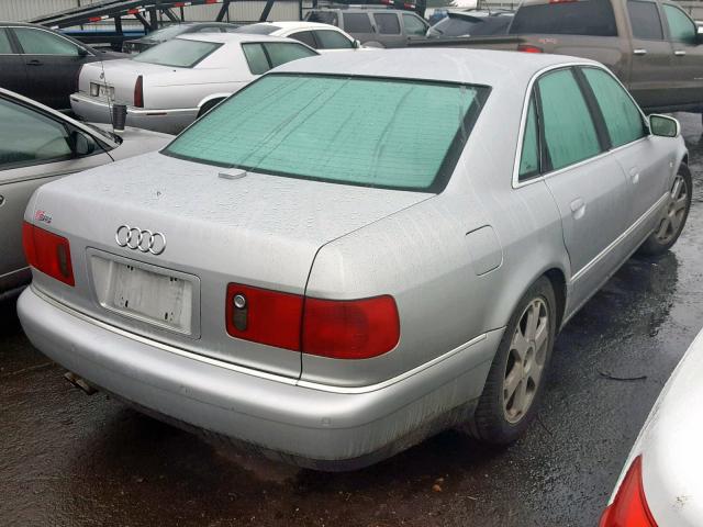 WAUGU54DX1N011490 - 2001 AUDI S8 QUATTRO SILVER photo 4