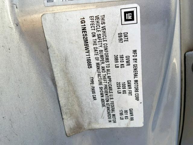 1G1NE52M6WY116665 - 1998 CHEVROLET MALIBU LS GOLD photo 10