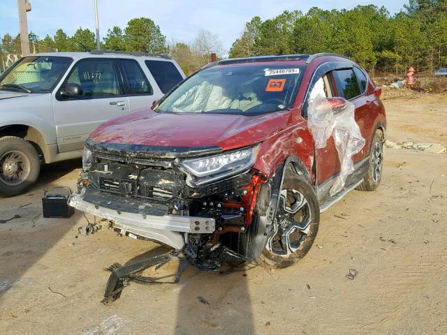 5J6RW1H9XHL014779 - 2017 HONDA CR-V TOURI BURGUNDY photo 2