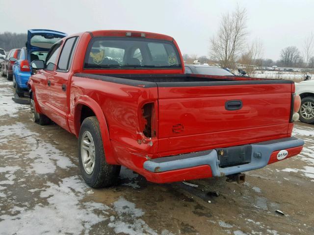 1D7HL38X23S225967 - 2003 DODGE DAKOTA QUA RED photo 3