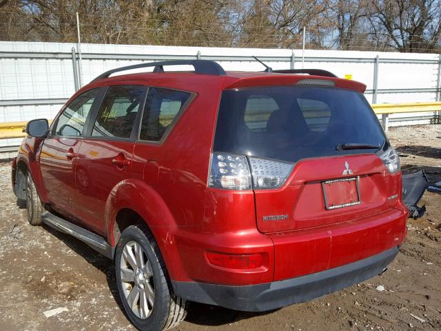 JA4JT3AW5BU020198 - 2011 MITSUBISHI OUTLANDER RED photo 3