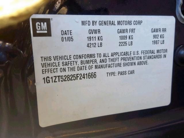 1G1ZT52825F241666 - 2005 CHEVROLET MALIBU LS Mavi foto 10