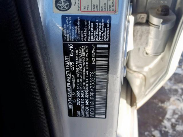 WDDHH8HB9BA255278 - 2011 MERCEDES-BENZ E 350 4MAT SILVER photo 10