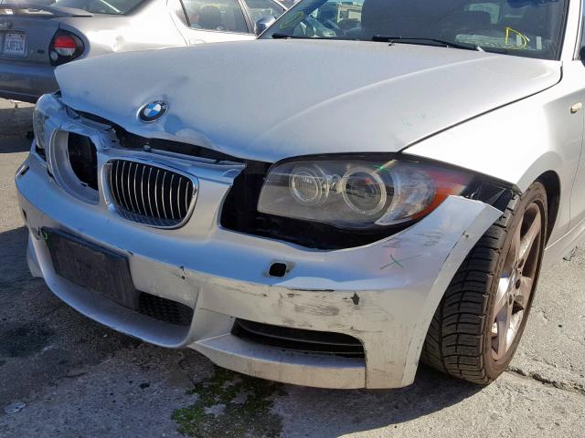 WBAUN935X9VK40670 - 2009 BMW 135 I SILVER photo 9