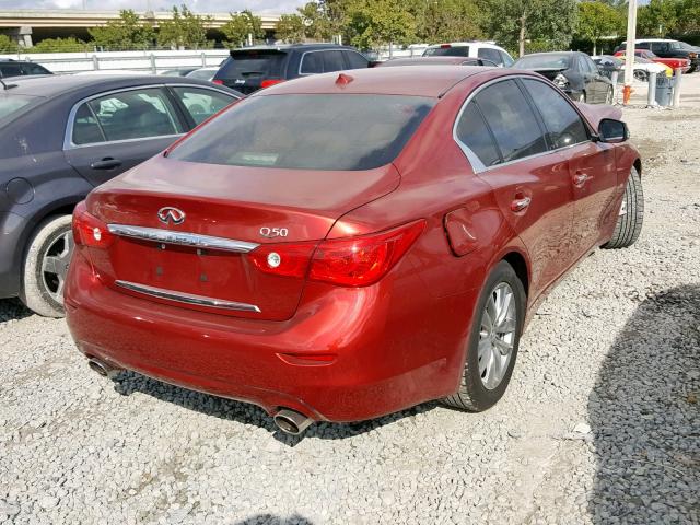 JN1BV7AP9EM682913 - 2014 INFINITI Q50 BASE RED photo 4