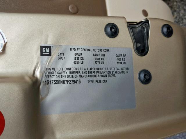 1G1ZS58N07F279416 - 2007 CHEVROLET MALIBU LS Бежевый фото 10