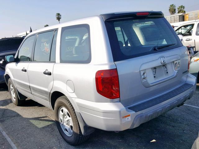 2HKYF18154H518005 - 2004 HONDA PILOT LX SILVER photo 3