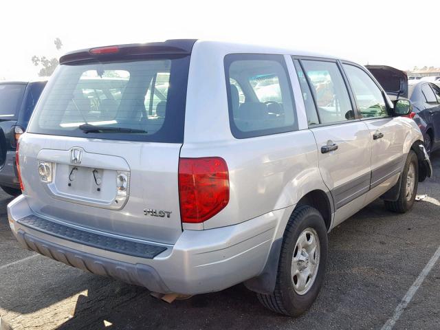 2HKYF18154H518005 - 2004 HONDA PILOT LX SILVER photo 4