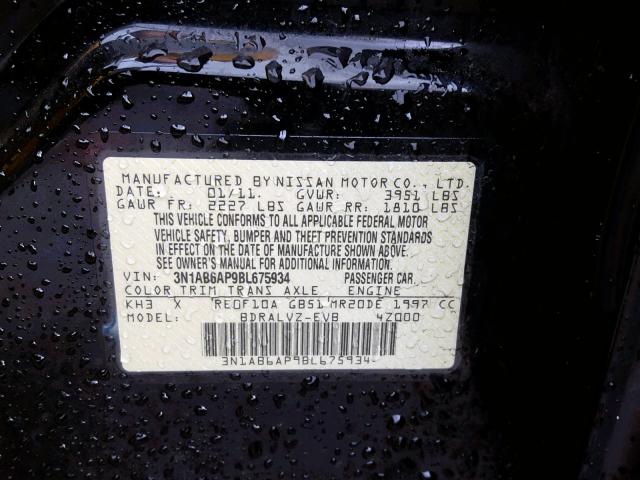 3N1AB6AP9BL675934 - 2011 NISSAN SENTRA 2.0 BLACK photo 10