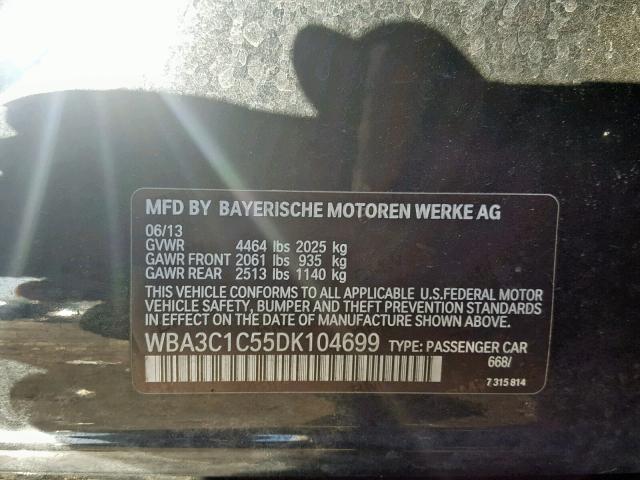 WBA3C1C55DK104699 - 2013 BMW 328 I SULE BLACK photo 10