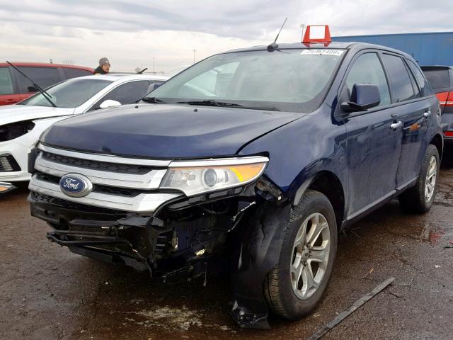 2FMDK3JC4BBA15569 - 2011 FORD EDGE SEL BLUE photo 2