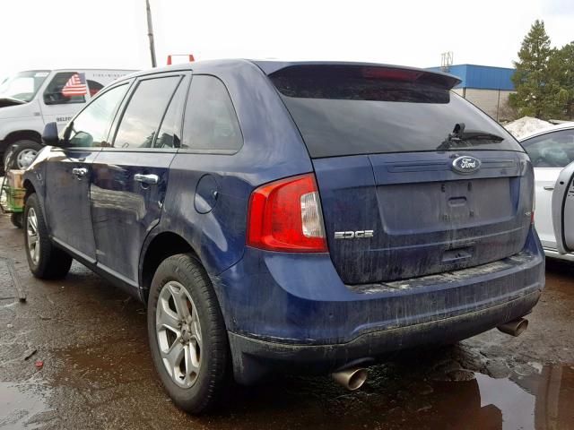 2FMDK3JC4BBA15569 - 2011 FORD EDGE SEL BLUE photo 3