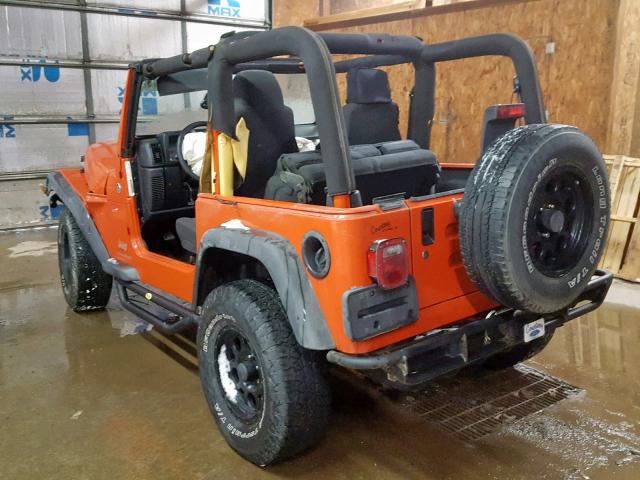 1J4FA29185P334218 - 2005 JEEP WRANGLER / ORANGE photo 3