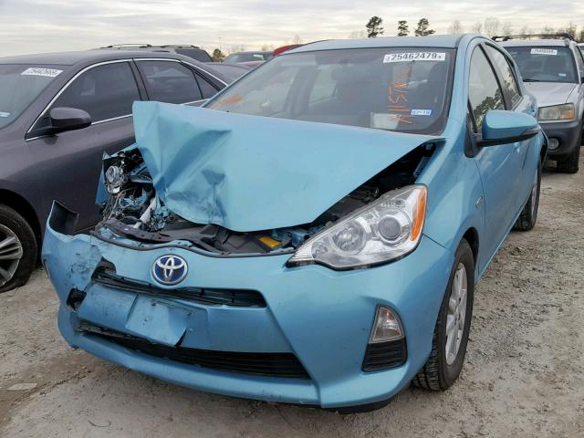 JTDKDTB30D1045543 - 2013 TOYOTA PRIUS C TURQUOISE photo 2