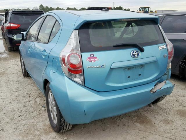 JTDKDTB30D1045543 - 2013 TOYOTA PRIUS C TURQUOISE photo 3