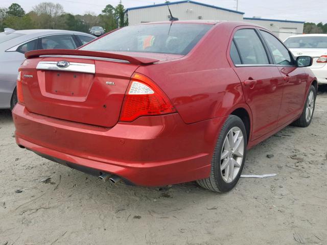 3FAHP0JA7CR359684 - 2012 FORD FUSION SEL RED photo 4