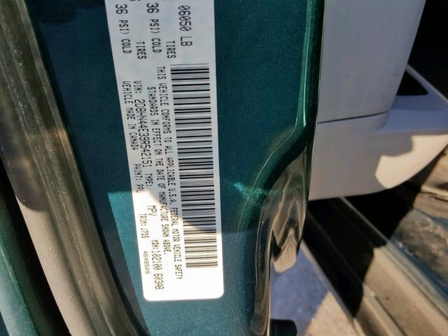 2D8HN44E39R542151 - 2009 DODGE GRAND CARA GREEN photo 10