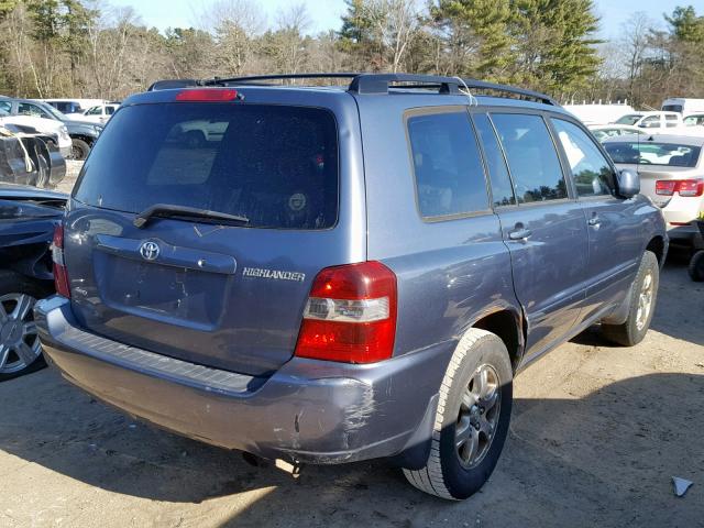 JTEHD21A040030658 - 2004 TOYOTA HIGHLANDER BLUE photo 4