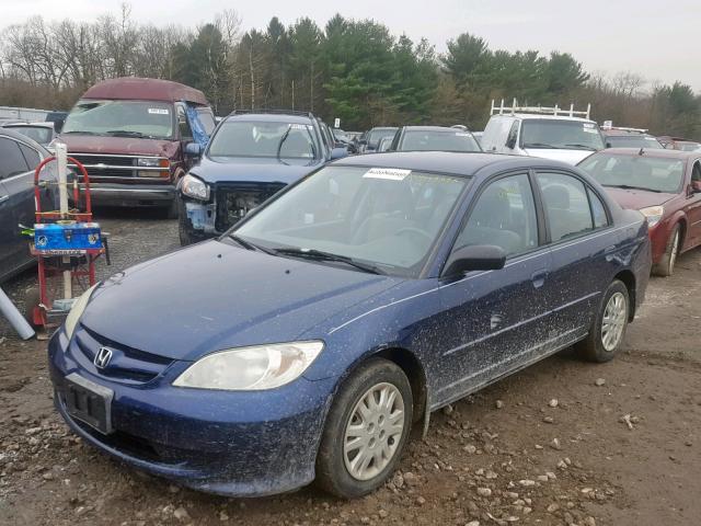 2HGES15575H503782 - 2005 HONDA CIVIC LX BLUE photo 2