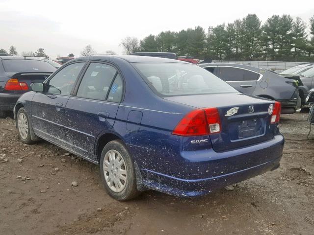 2HGES15575H503782 - 2005 HONDA CIVIC LX BLUE photo 3