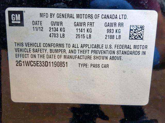 2G1WC5E33D1190851 - 2013 CHEVROLET IMPALA LTZ BLACK photo 10