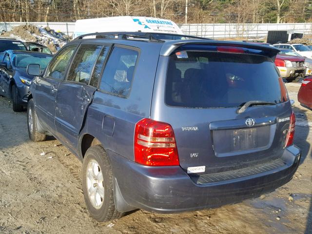 JTEGF21A930115213 - 2003 TOYOTA HIGHLANDER BLUE photo 3