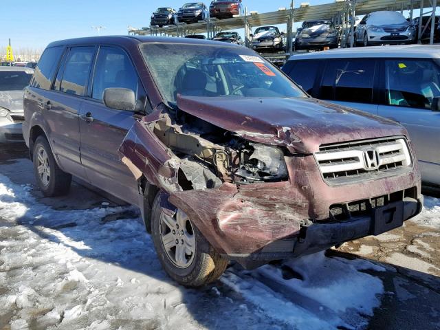 5FNYF28127B015914 - 2007 HONDA PILOT LX MAROON photo 1