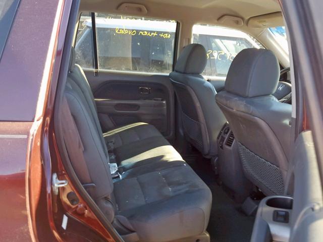 5FNYF28127B015914 - 2007 HONDA PILOT LX MAROON photo 6