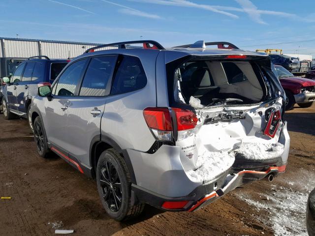JF2SKAPC6KH407450 - 2019 SUBARU FORESTER S SILVER photo 3