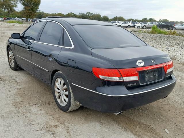 KMHFC46F76A115682 - 2006 HYUNDAI AZERA SE BLACK photo 3