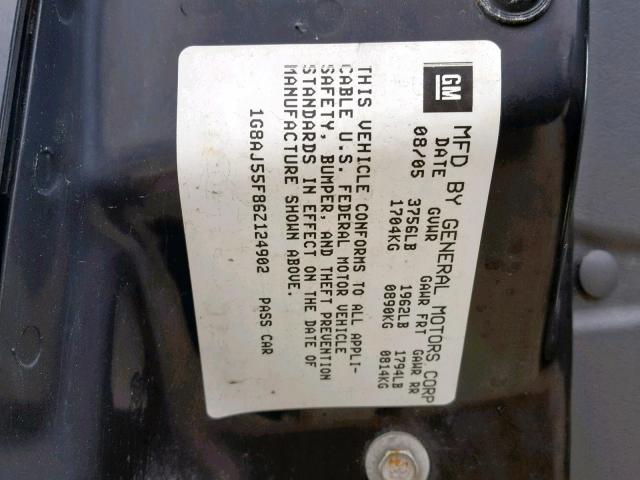 1G8AJ55F86Z124902 - 2006 SATURN ION LEVEL BLACK photo 10