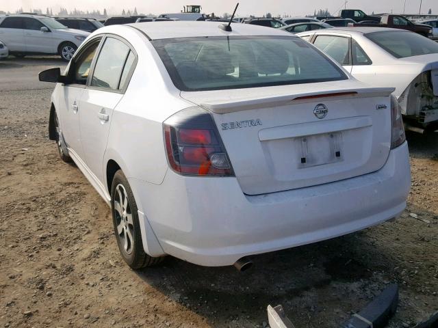 3N1AB6APXCL701281 - 2012 NISSAN SENTRA 2.0 WHITE photo 3