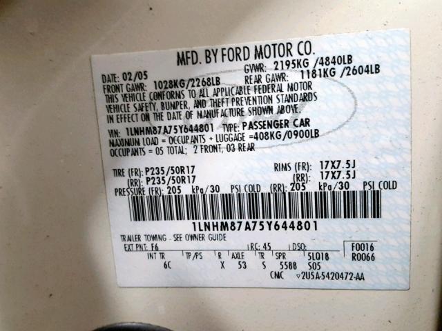 1LNHM87A75Y644801 - 2005 LINCOLN LS SILVER photo 10