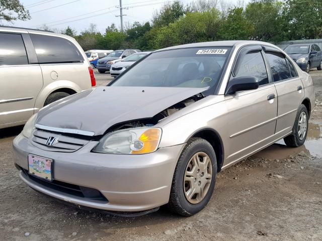 2HGES16591H588178 - 2001 HONDA CIVIC LX BEIGE photo 2