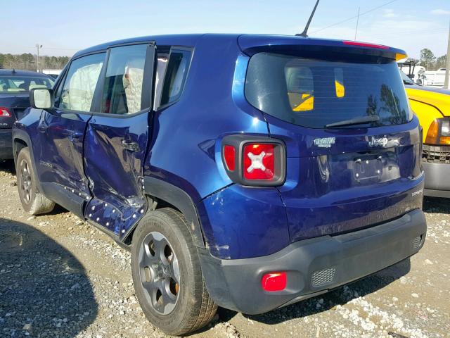 ZACCJAAT5GPD47305 - 2016 JEEP RENEGADE S ლურჯი ფოტო 3