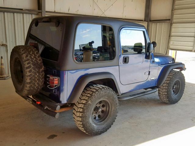 1J4FY19S6XP422329 - 1999 JEEP WRANGLER / BLUE photo 4