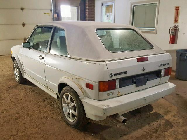 WVWCA015XKK003841 - 1989 VOLKSWAGEN CABRIOLET WHITE photo 3