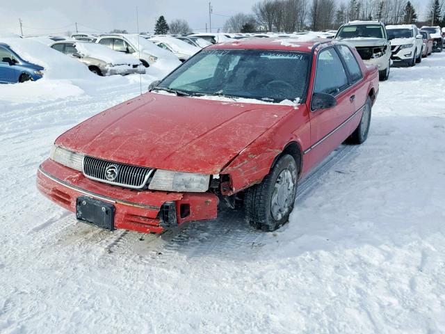 1MEBM6045MH651293 - 1991 MERCURY COUGAR LS RED photo 2