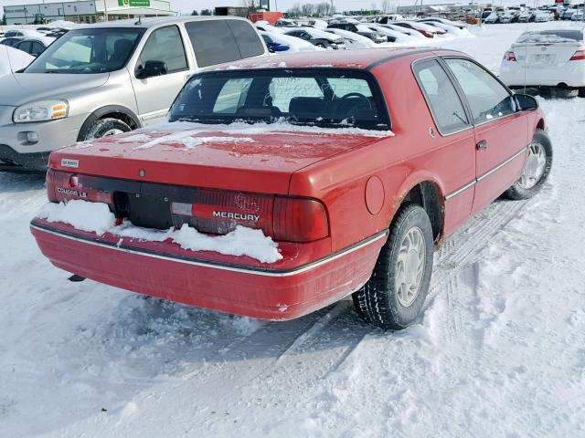 1MEBM6045MH651293 - 1991 MERCURY COUGAR LS RED photo 4