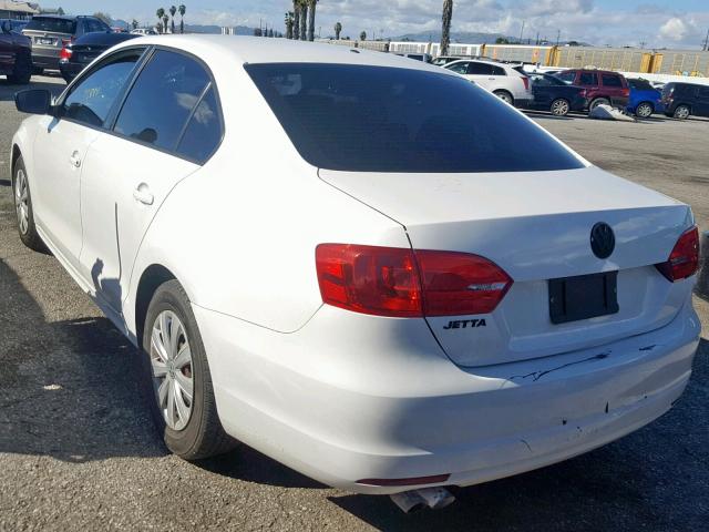 3VW2K7AJ9DM406264 - 2013 VOLKSWAGEN JETTA BASE WHITE photo 3