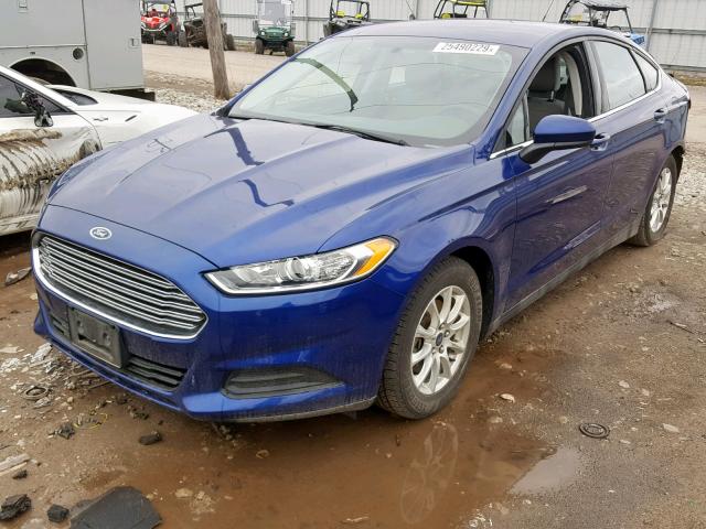 3FA6P0G75FR205207 - 2015 FORD FUSION S BLUE photo 2