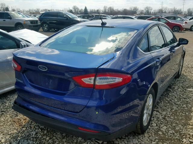 3FA6P0G75FR205207 - 2015 FORD FUSION S BLUE photo 4