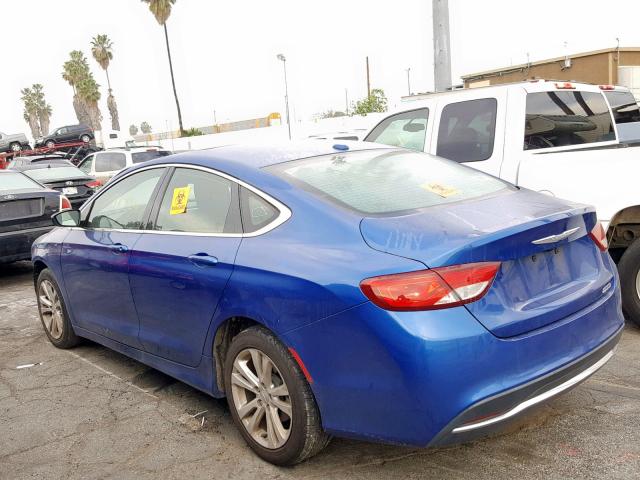 1C3CCCAB9FN657272 - 2015 CHRYSLER 200 LIMITE BLUE photo 3