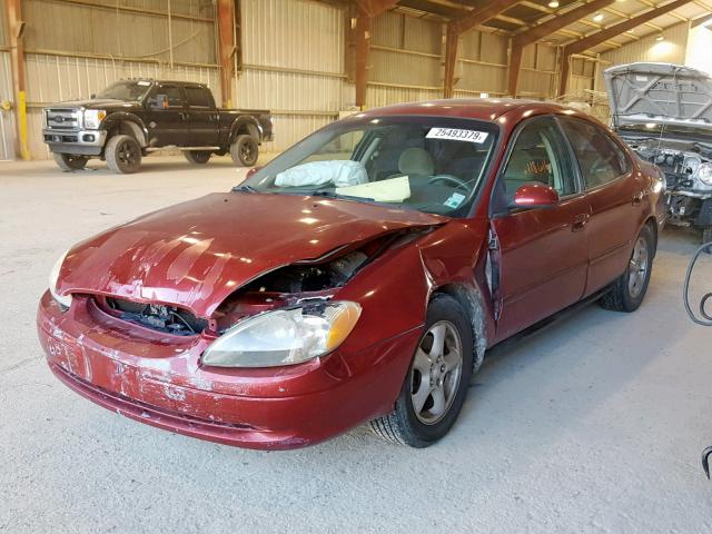 1FAFP55222A213886 - 2002 FORD TAURUS SES RED photo 2