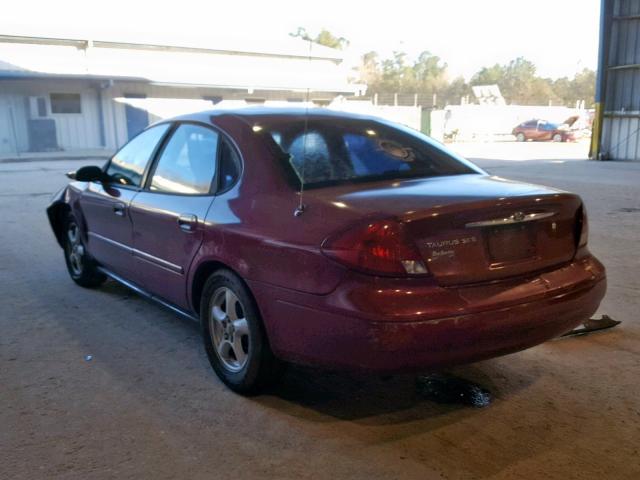 1FAFP55222A213886 - 2002 FORD TAURUS SES RED photo 3