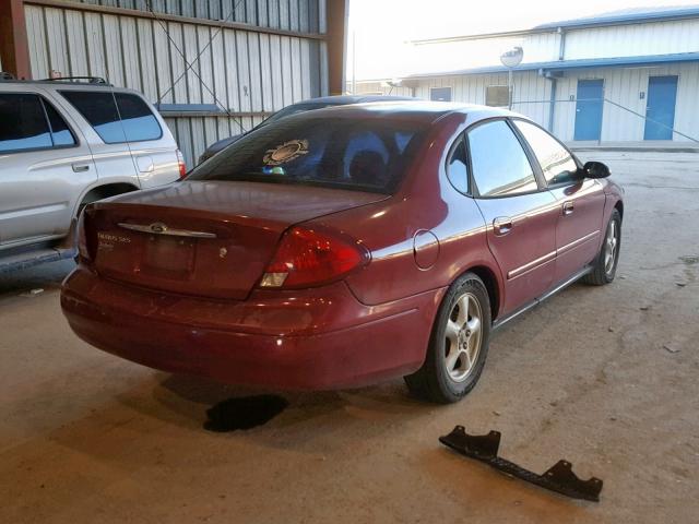 1FAFP55222A213886 - 2002 FORD TAURUS SES RED photo 4