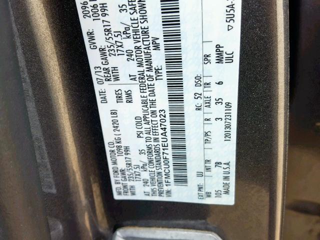 1FMCU0F71EUA47023 - 2014 FORD ESCAPE S SILVER photo 10